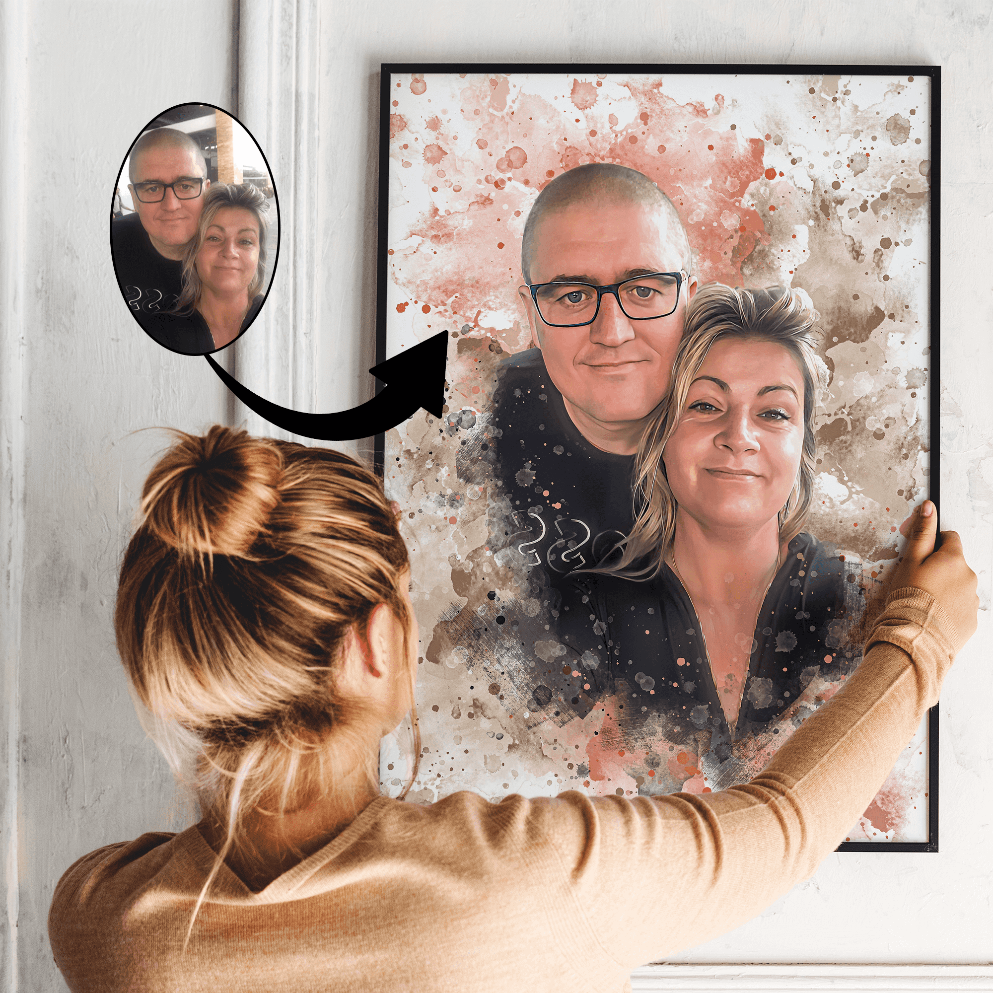 Akvarel - maleri efter dine fotos - Just Karikatur