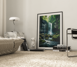 Vandfald i Forest Nature 1 plakat (50 x 70 cm ) - m/ramme - Just Karikatur