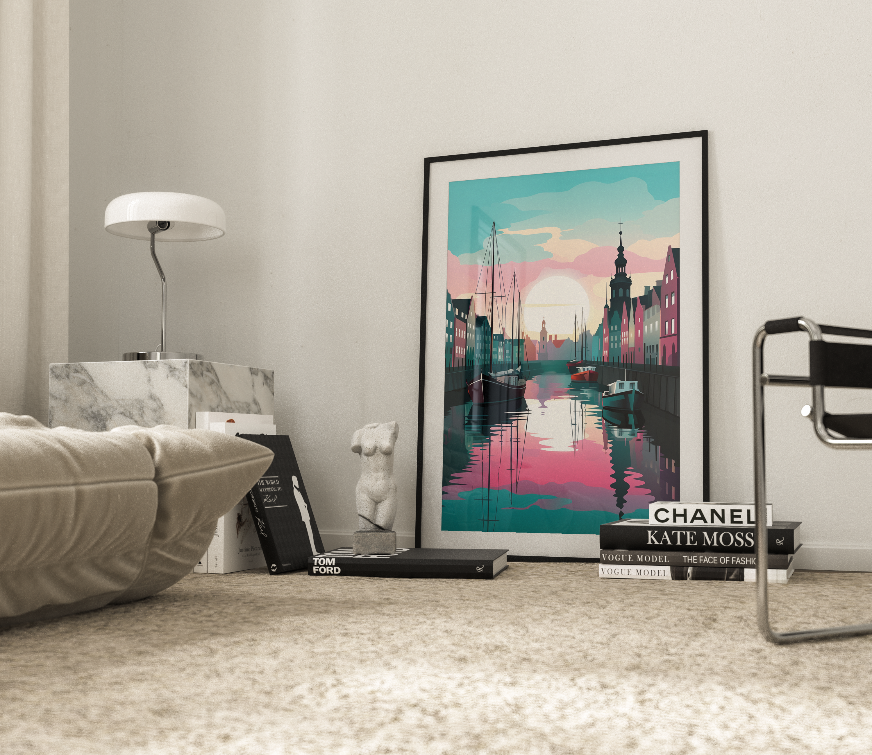 Nyhavn 1 plakat (50 x 70 cm ) - m/ramme - Just Karikatur