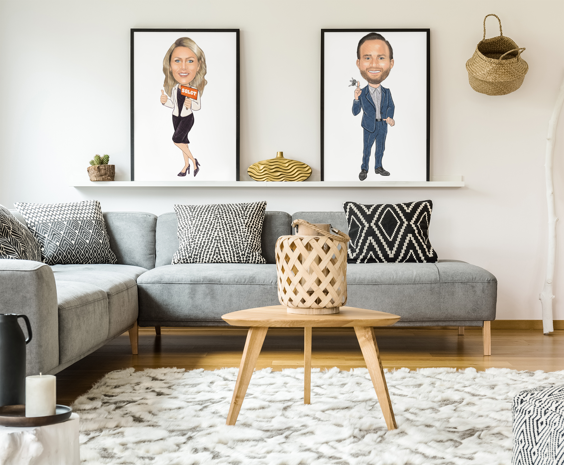 Ejendomsmægler karikaturtegning (1 person) - Standard - Just Karikatur