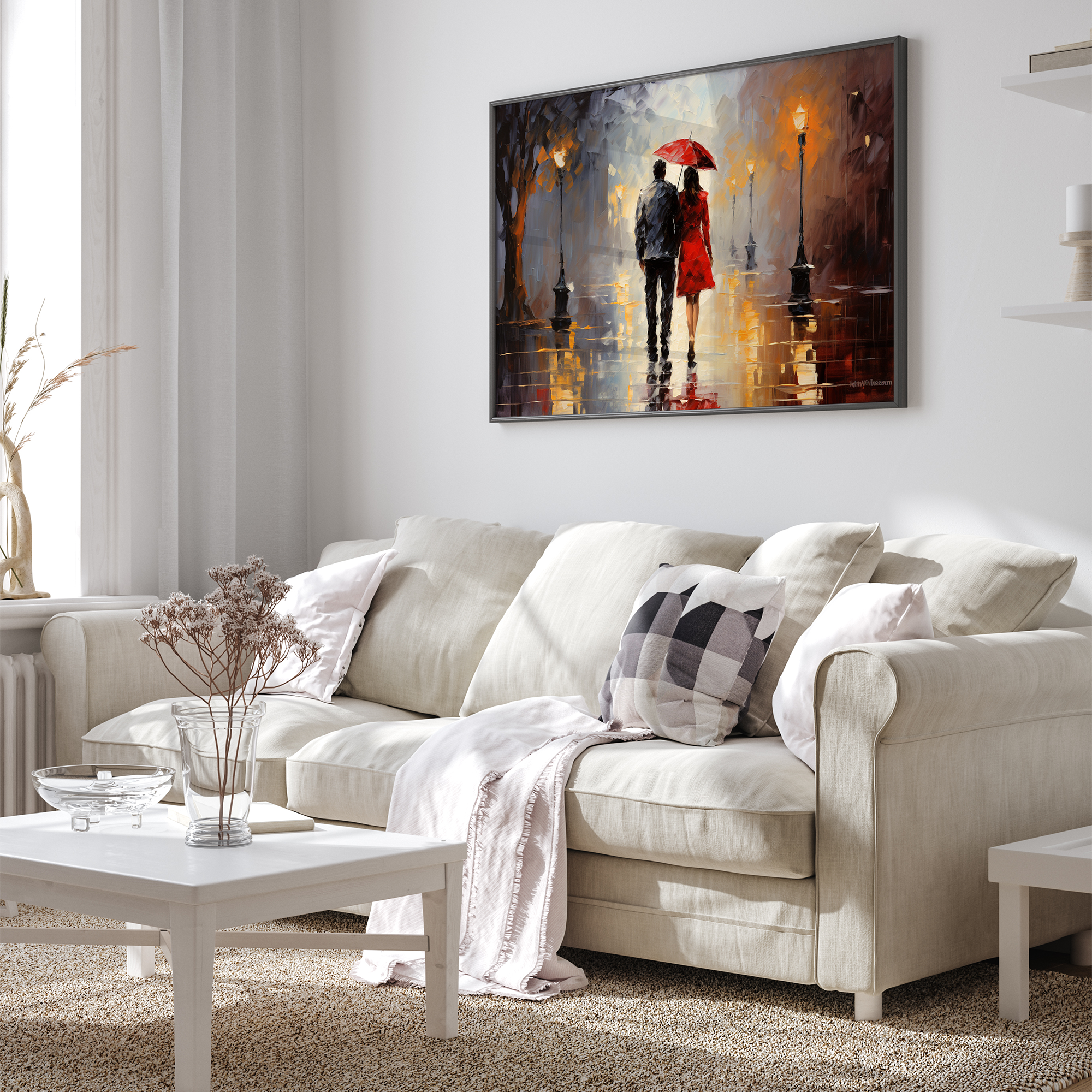 Par under regnvej med paraply - plakat 2 - Just Karikatur