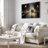 Par under regnvej med paraply - plakat 1 - Just Karikatur