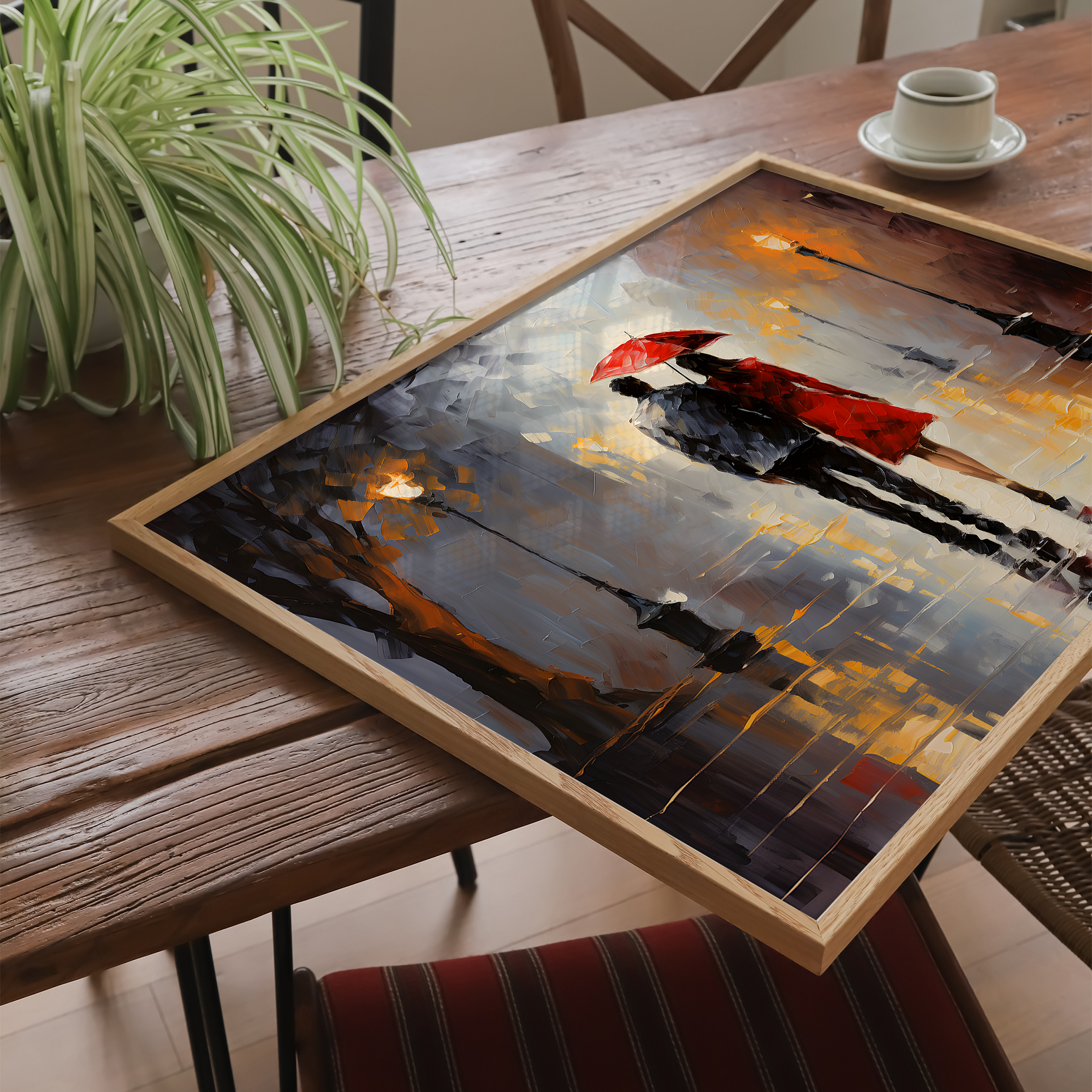 Par under regnvej med paraply - plakat 2 - Just Karikatur