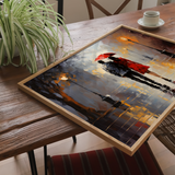 Par under regnvej med paraply - plakat 2 - Just Karikatur