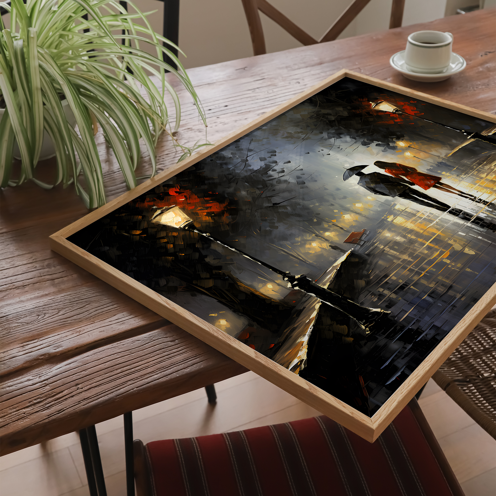 Par under regnvej med paraply - plakat 1 - Just Karikatur