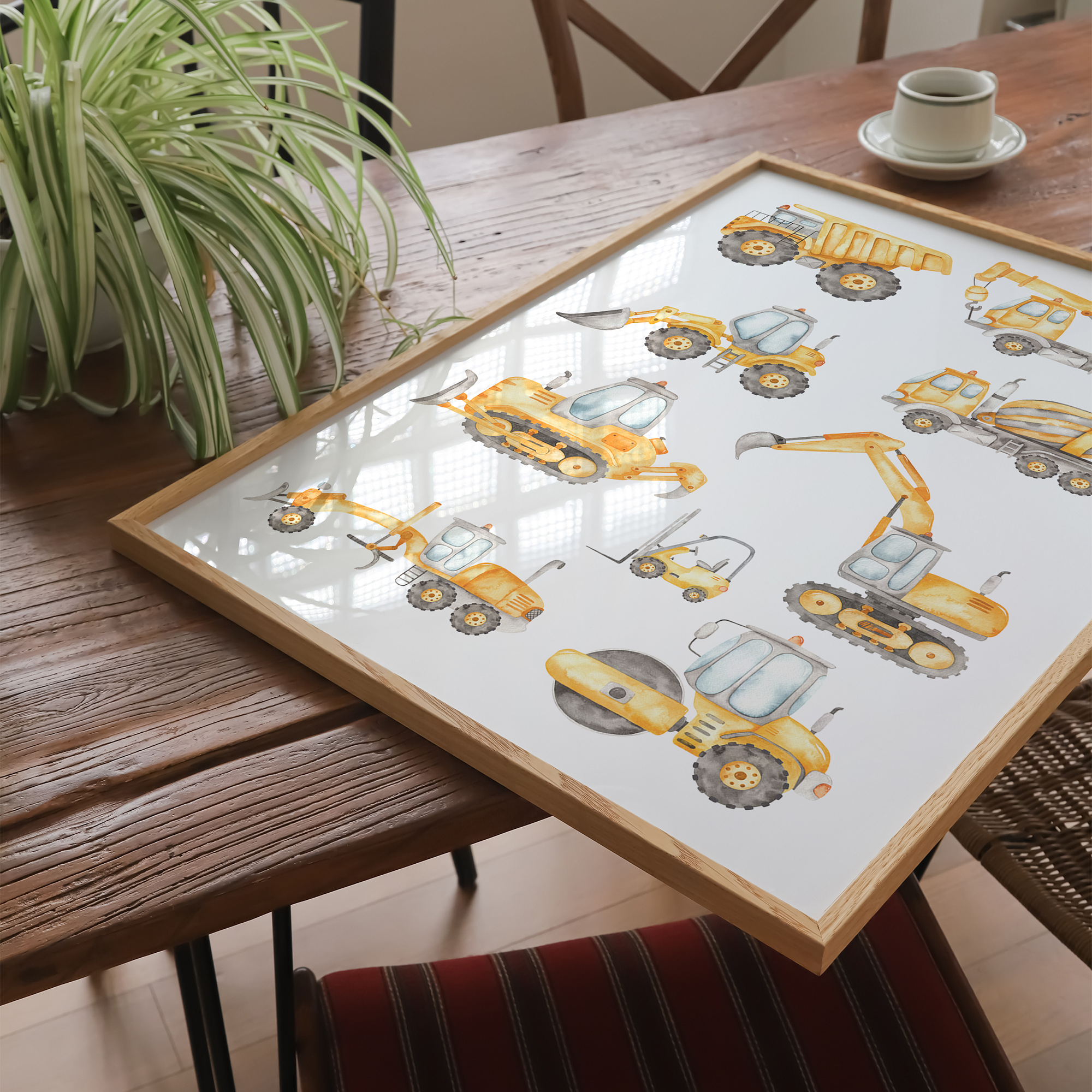 Byggeplads køretøjer - plakat 1 - Just Karikatur