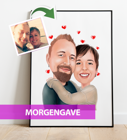 Morgengave - karikaturtegning efter dine fotos