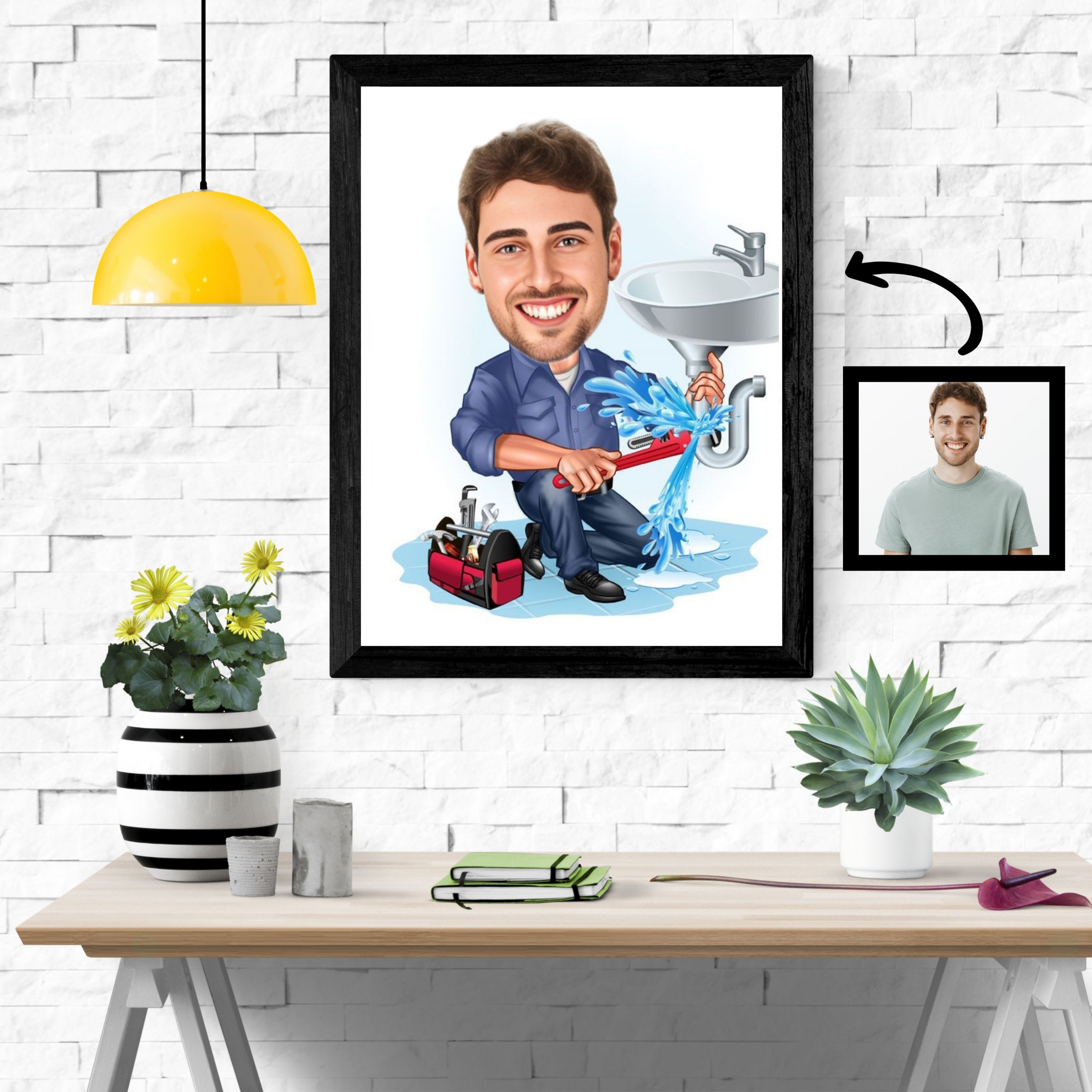 Arbejde & Erhverv tema45 (1 person) - karikaturtegning efter dine fotos - Just Karikatur