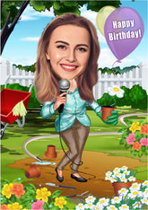 Fødselsdag tema3 (1 person) - karikaturtegning efter dine fotos - Just Karikatur