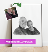 Kobberbryllupsgave - Portrættegning efter dine fotos