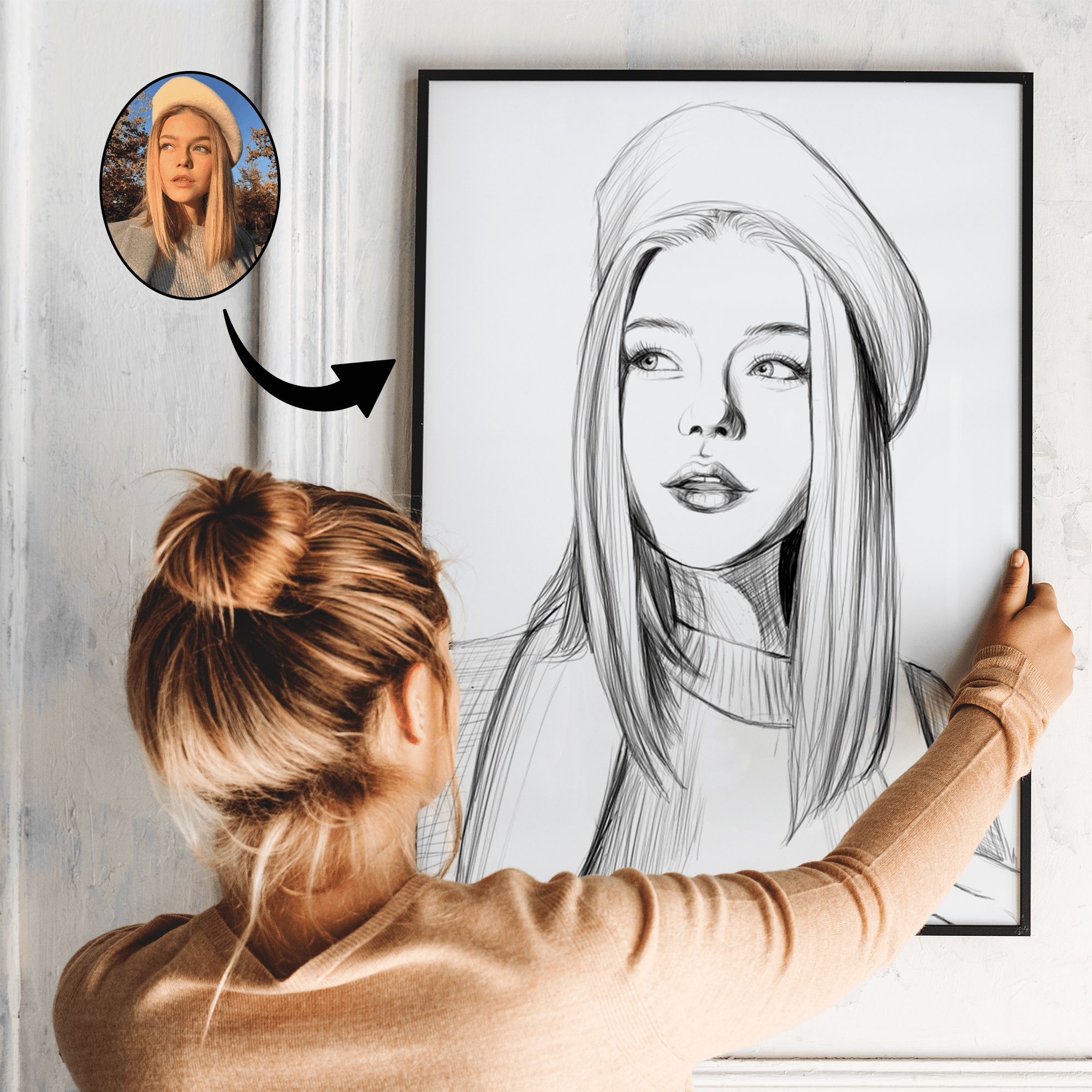 Skitse portræt - tegning efter dine fotos - Just Karikatur
