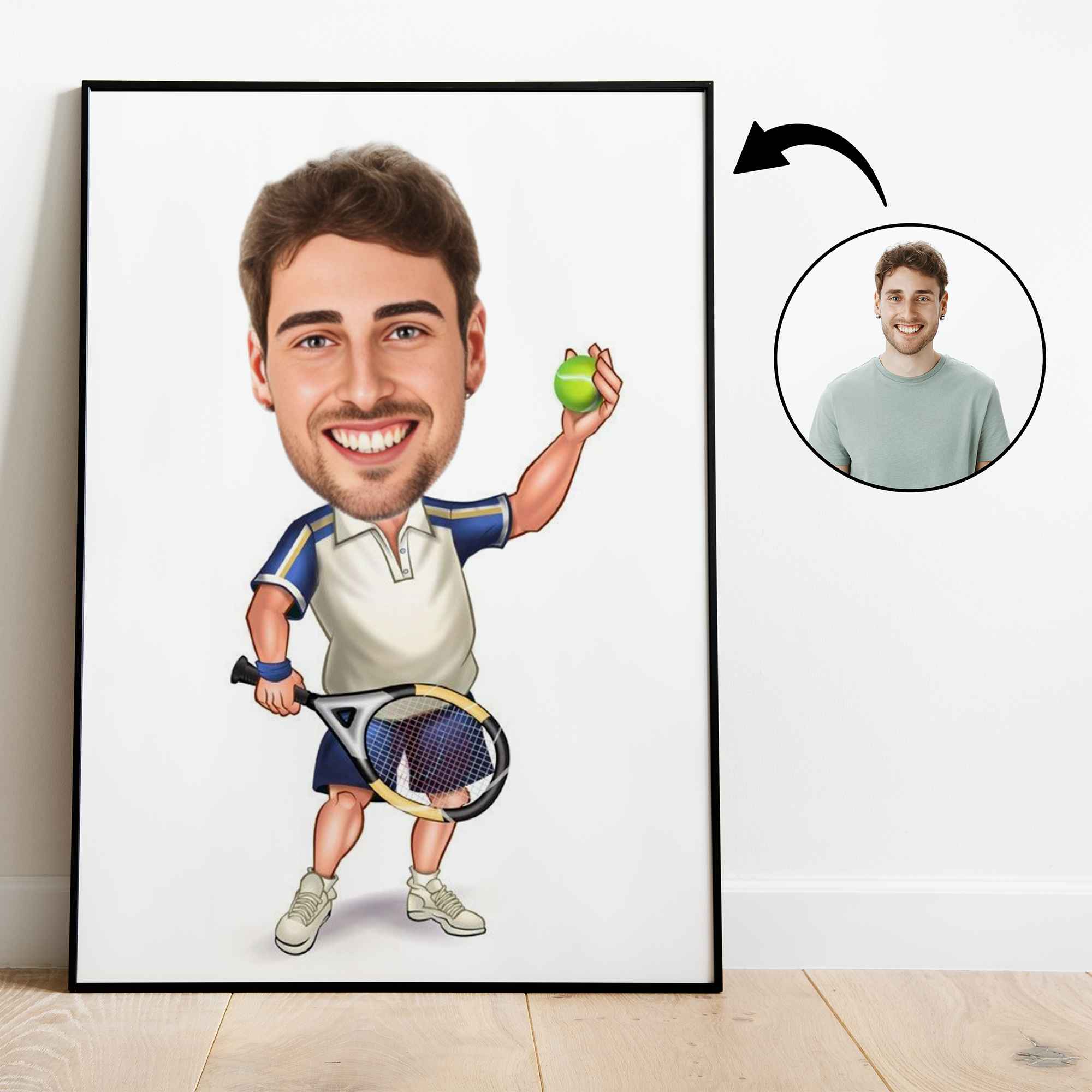 Sports tema65 (1 person) - karikaturtegning efter dine fotos - Just Karikatur