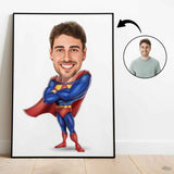 Superhelt tema2 (1 person) - karikaturtegning efter dine fotos - Just Karikatur