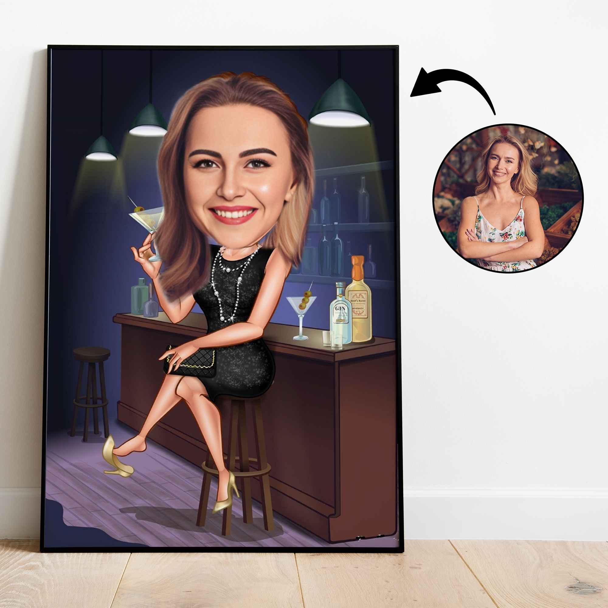 Til hende tema29 (1 person) - karikaturtegning efter dine fotos - Just Karikatur