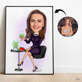 Til hende tema34 (1 person) - karikaturtegning efter dine fotos - Just Karikatur