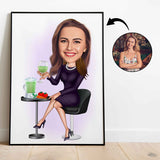 Til hende tema34 (1 person) - karikaturtegning efter dine fotos - Just Karikatur