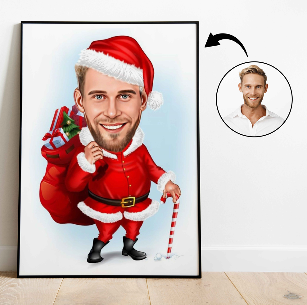 Jul tema15 (1 person) - karikaturtegning efter dine fotos - Just Karikatur