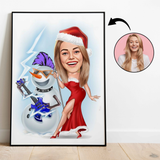 Jul tema3 (1 person) - karikaturtegning efter dine fotos - Just Karikatur