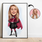 Superhelt tema49 (1 person) - karikaturtegning efter dine fotos - Just Karikatur