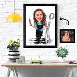 Arbejde & Erhverv tema11 (1 person) - karikaturtegning efter dine fotos - Just Karikatur