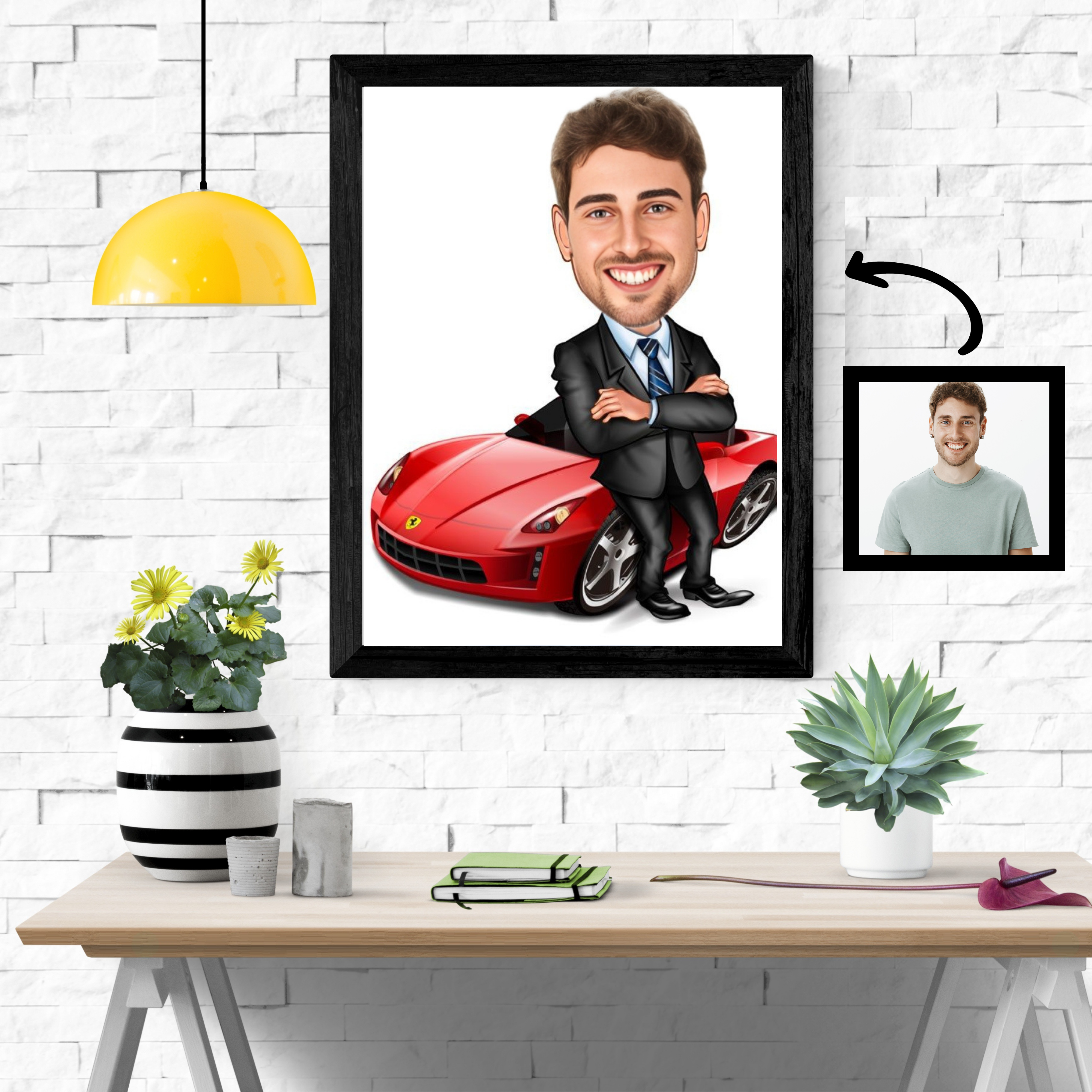 Til ham tema69 (1 person) - karikaturtegning efter dine fotos - Just Karikatur