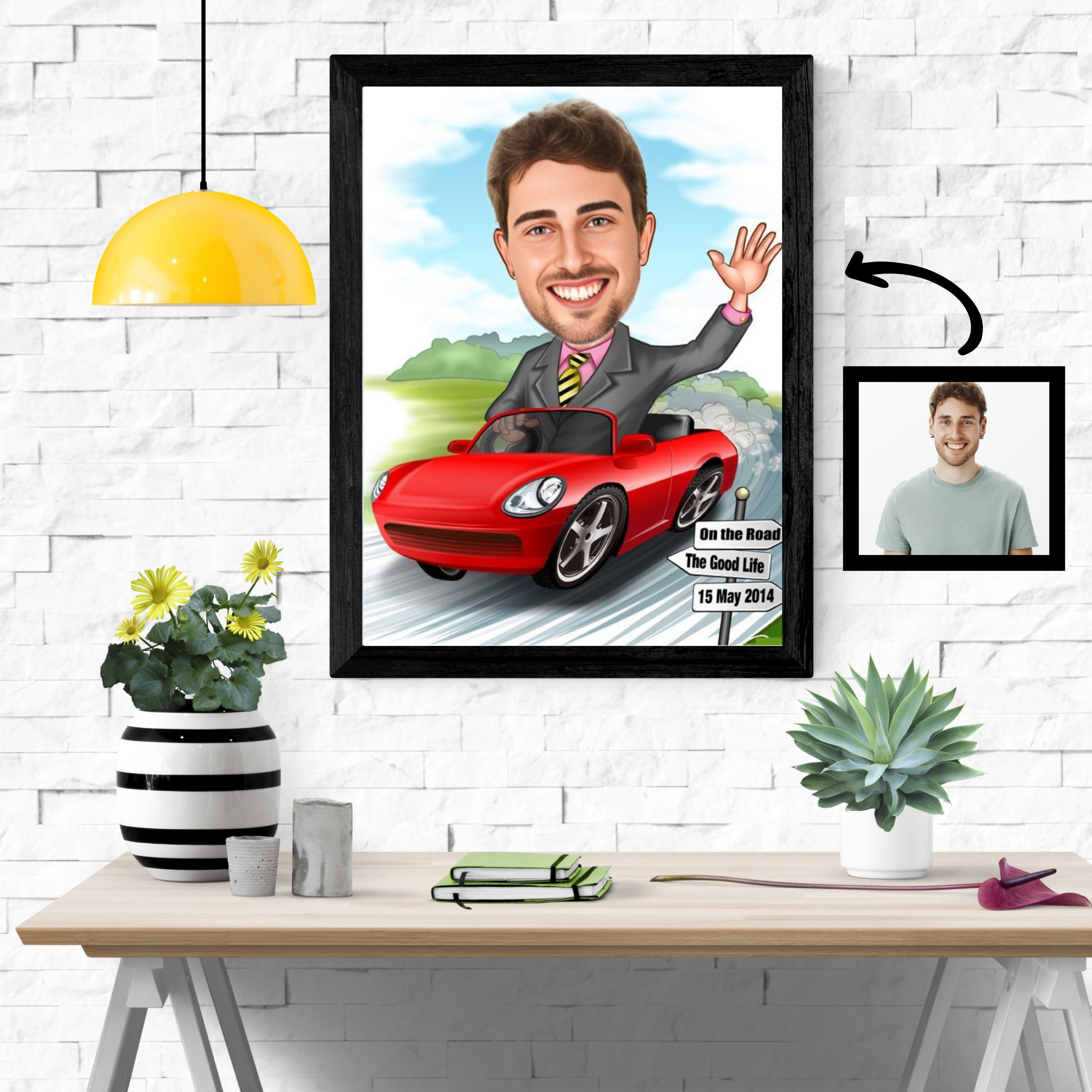 Til ham tema68 (1 person) - karikaturtegning efter dine fotos - Just Karikatur