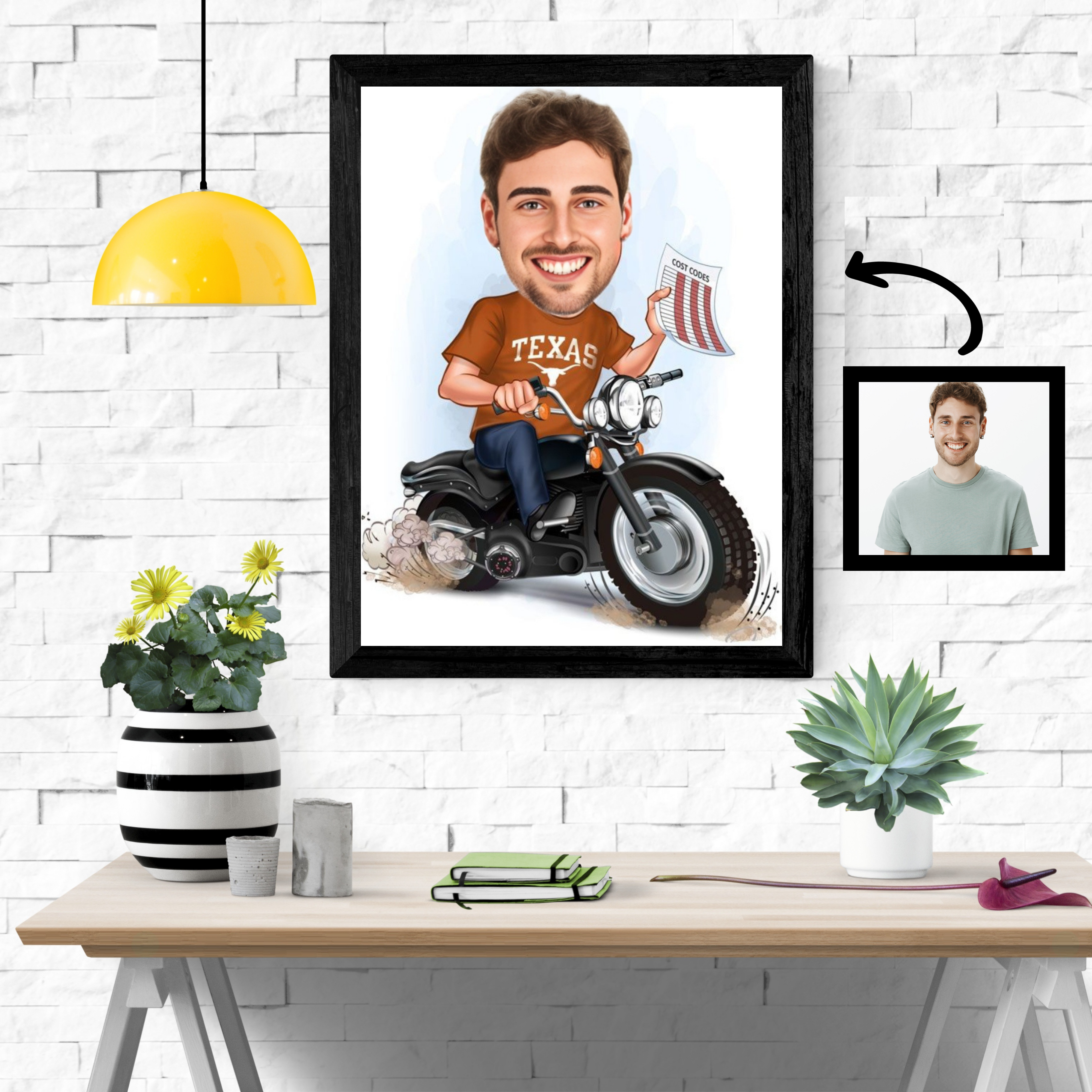 Til ham tema8 (1 person) - karikaturtegning efter dine fotos - Just Karikatur