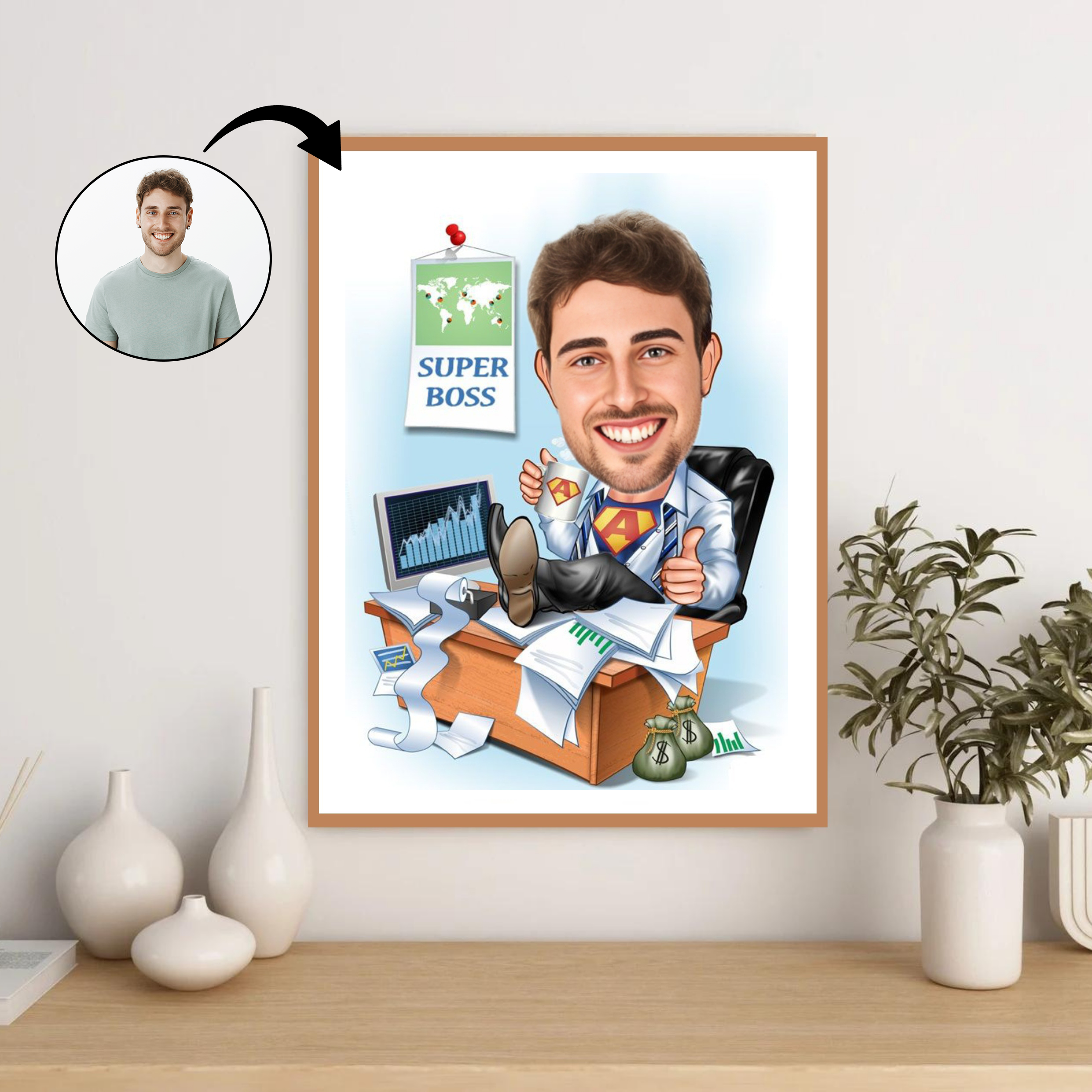 Chef tema10 (1 person) - karikaturtegning efter dine fotos - Just Karikatur