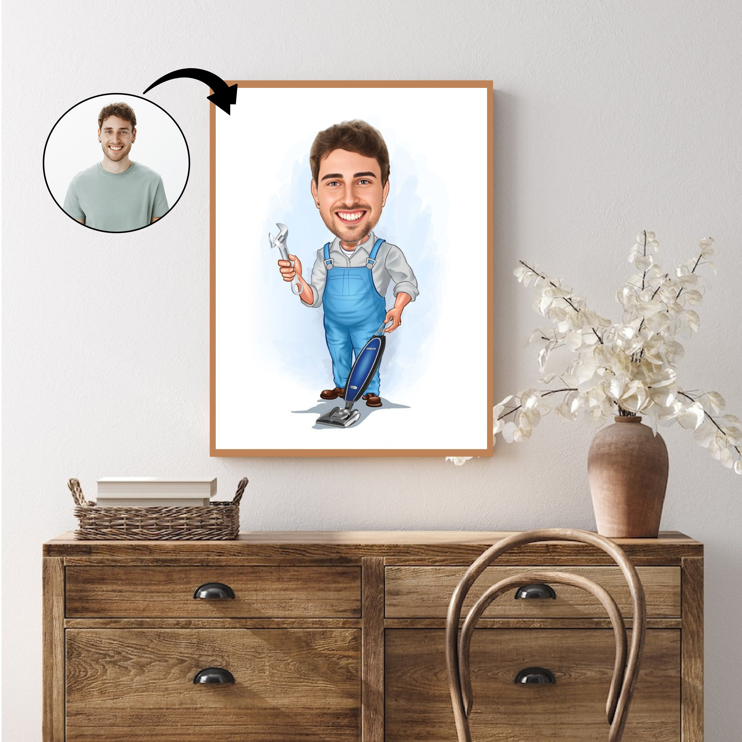 Arbejde & Erhverv tema64 (1 person) - karikaturtegning efter dine fotos - Just Karikatur