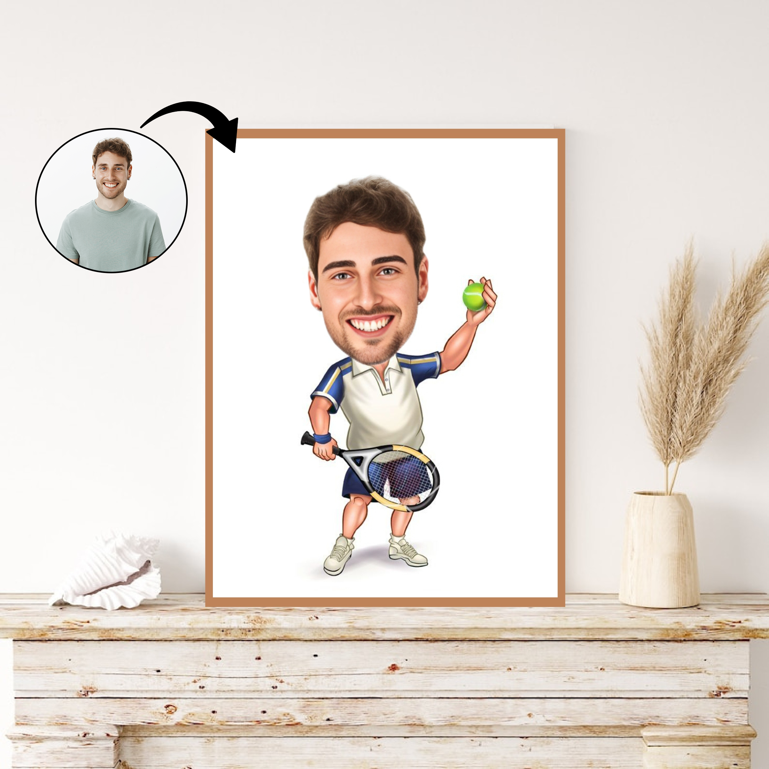 Sports tema65 (1 person) - karikaturtegning efter dine fotos - Just Karikatur