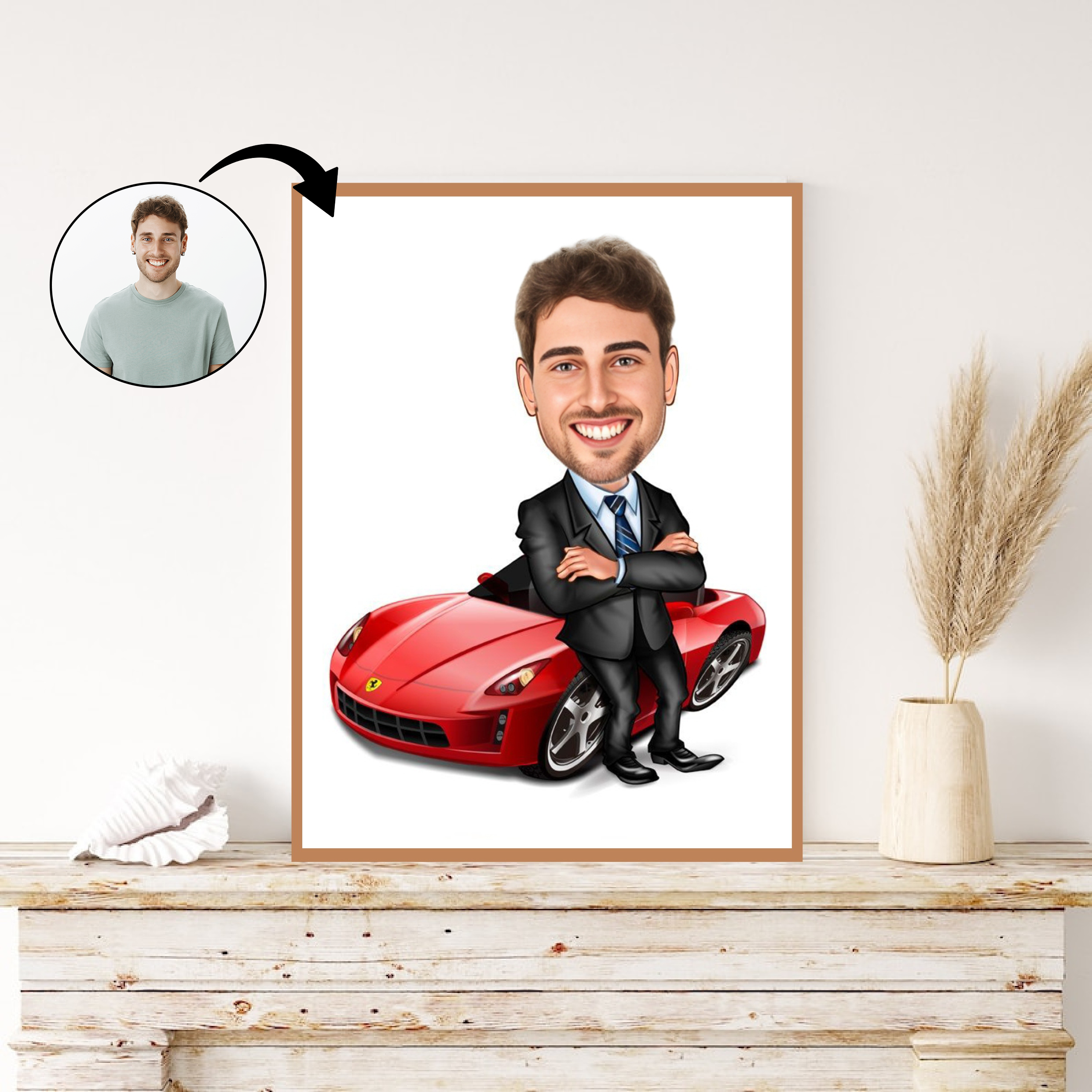 Til ham tema69 (1 person) - karikaturtegning efter dine fotos - Just Karikatur