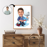 Arbejde & Erhverv tema45 (1 person) - karikaturtegning efter dine fotos - Just Karikatur