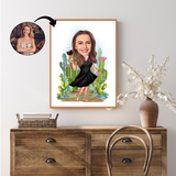 Til hende tema37 (1 person) - karikaturtegning efter dine fotos - Just Karikatur