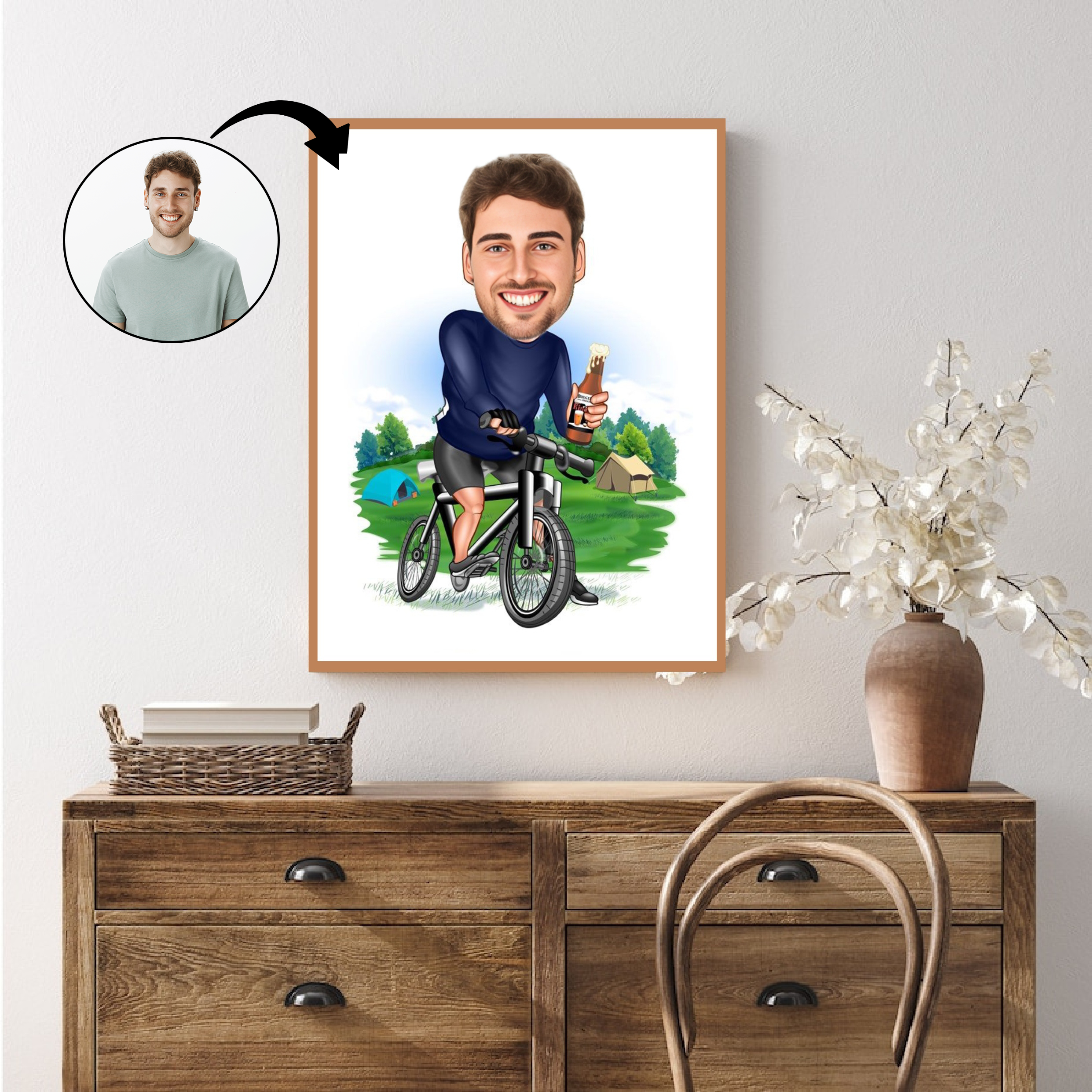 Til ham tema14 (1 person) - karikaturtegning efter dine fotos - Just Karikatur