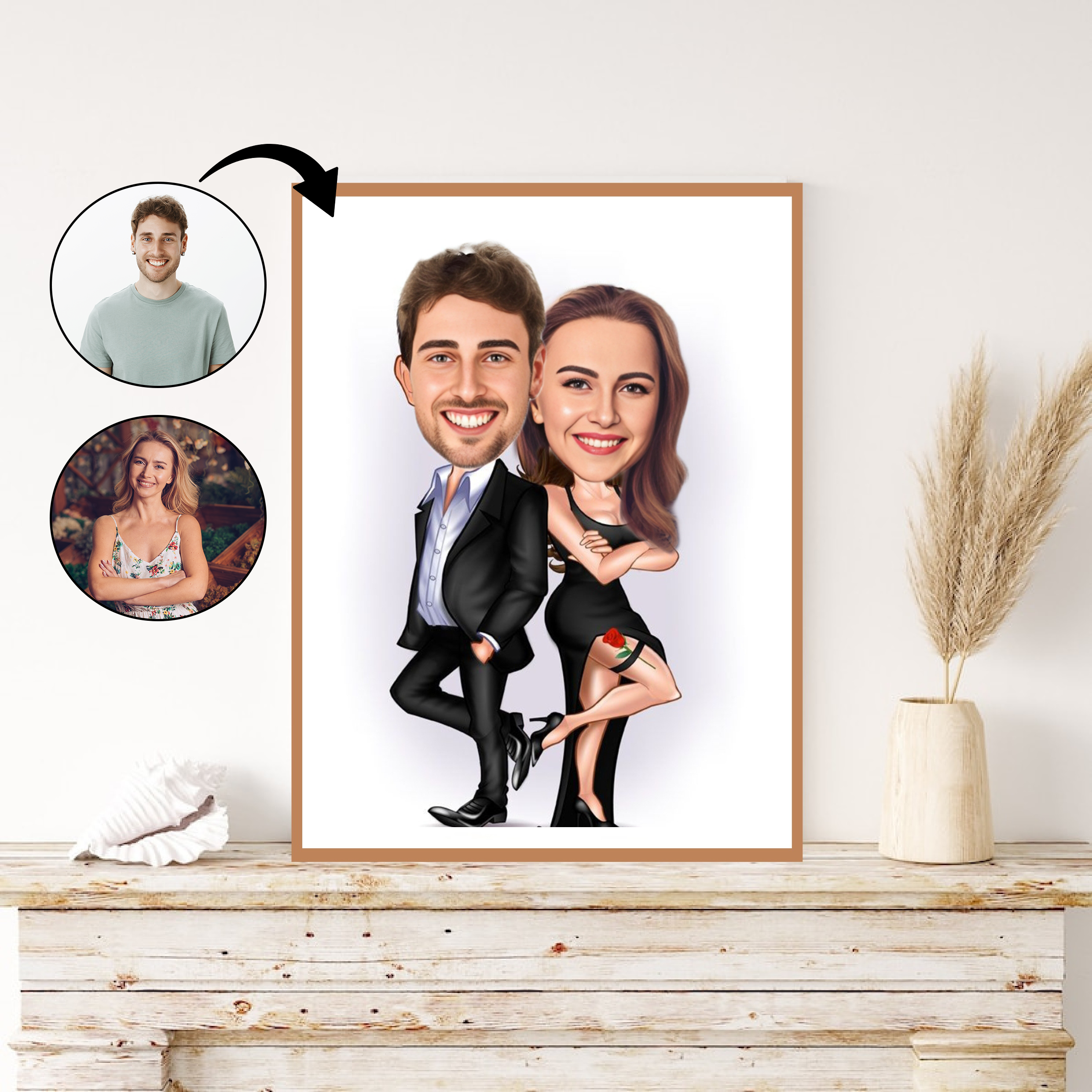 Par tema74 (2 personer) - karikaturtegning efter dine fotos - Just Karikatur