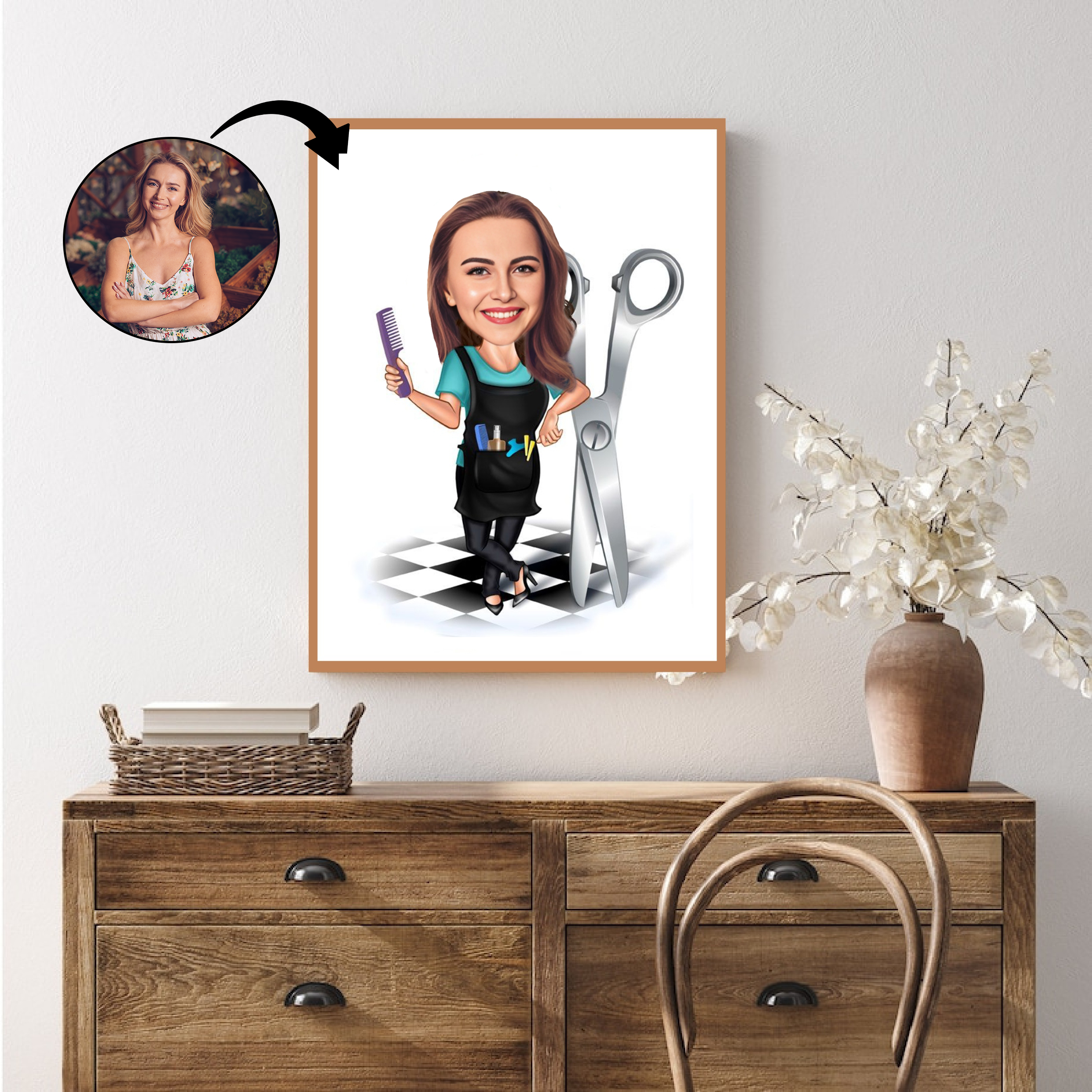 Arbejde & Erhverv tema11 (1 person) - karikaturtegning efter dine fotos - Just Karikatur