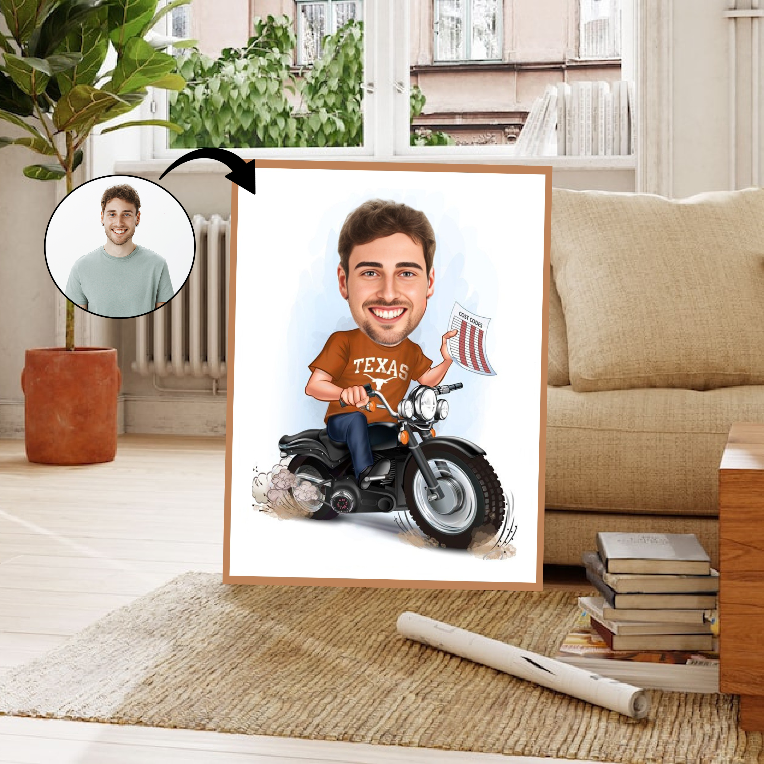 Til ham tema8 (1 person) - karikaturtegning efter dine fotos - Just Karikatur