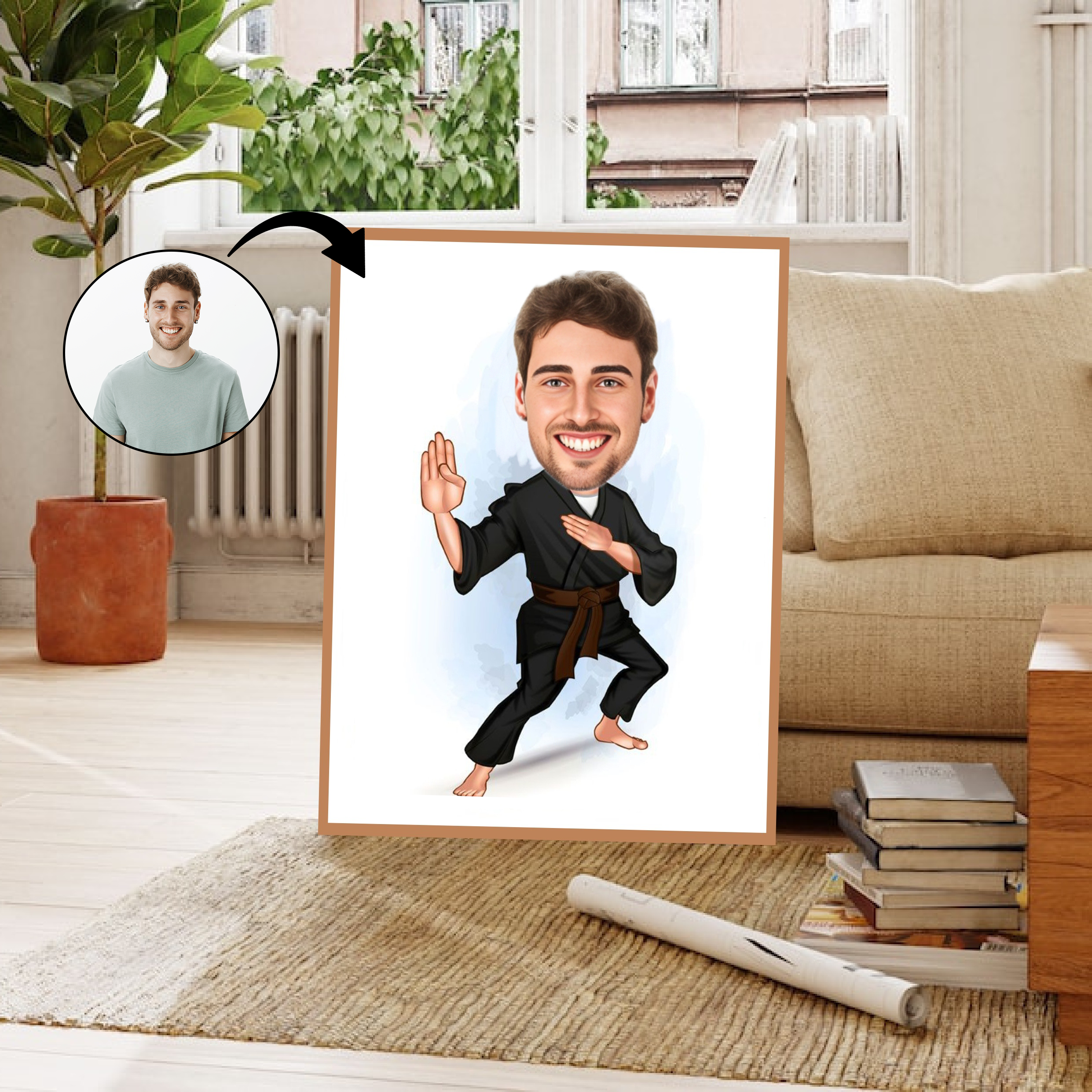 Sports tema22 (1 person) - karikaturtegning efter dine fotos - Just Karikatur