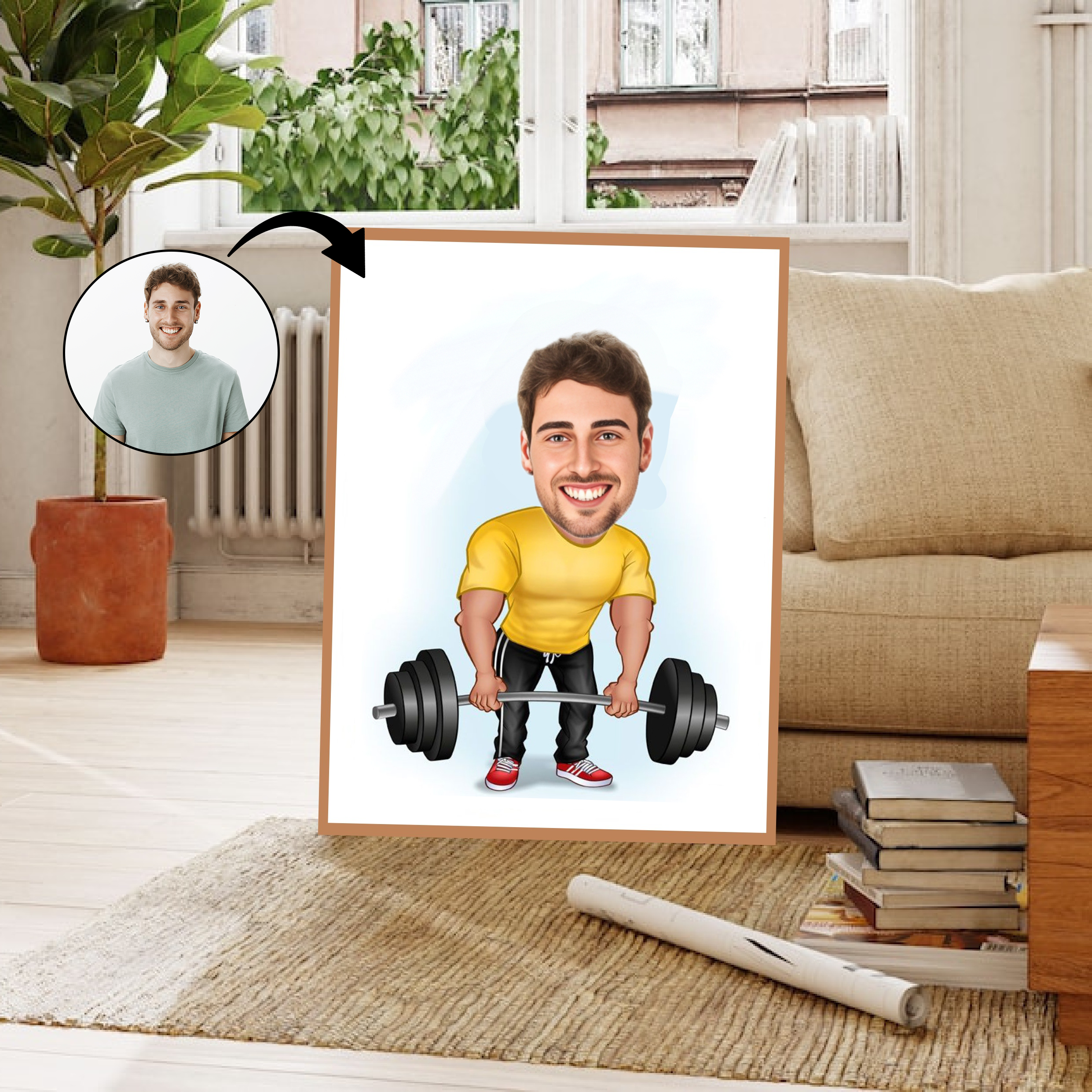 Sports tema11 (1 person) - karikaturtegning efter dine fotos - Just Karikatur