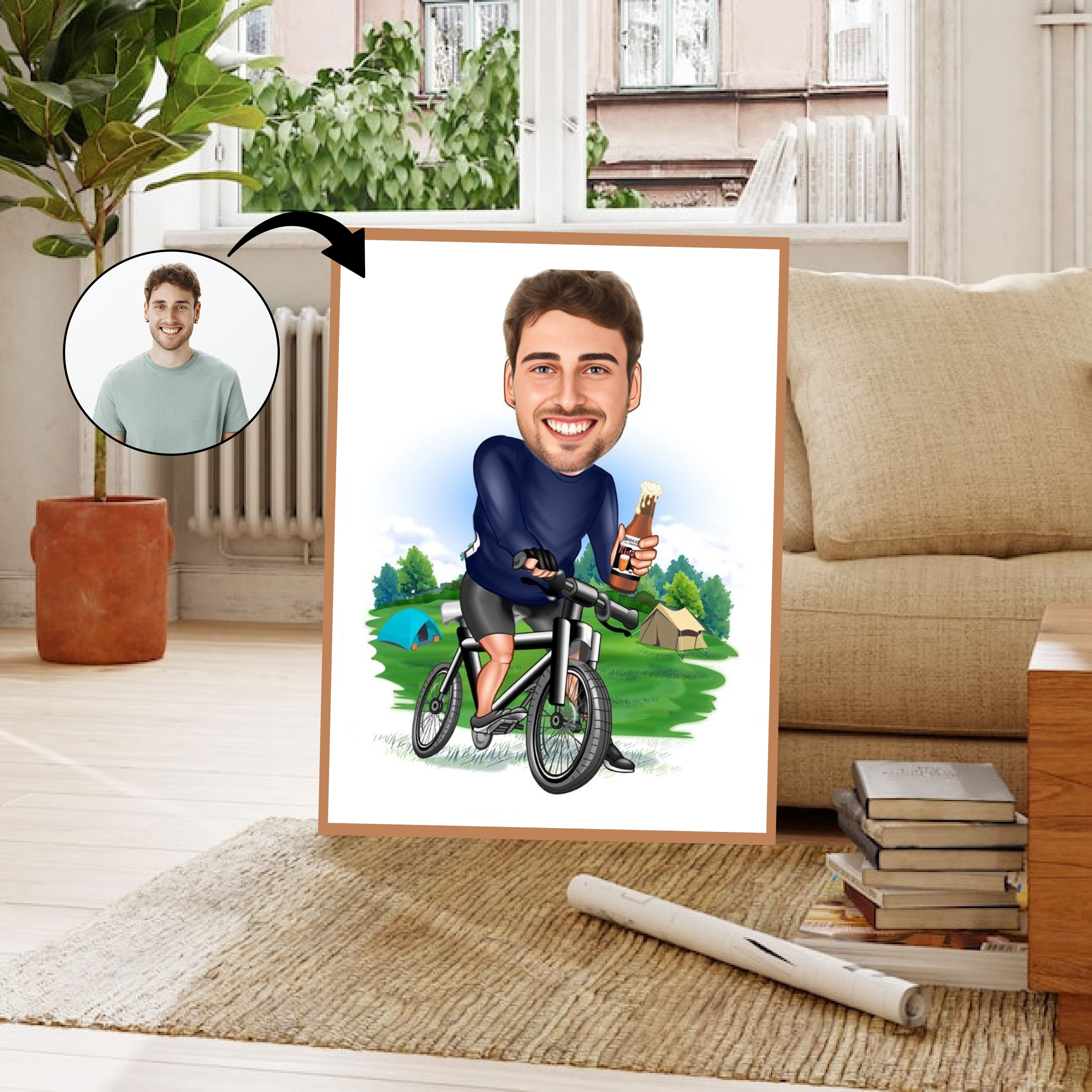 Til ham tema14 (1 person) - karikaturtegning efter dine fotos - Just Karikatur