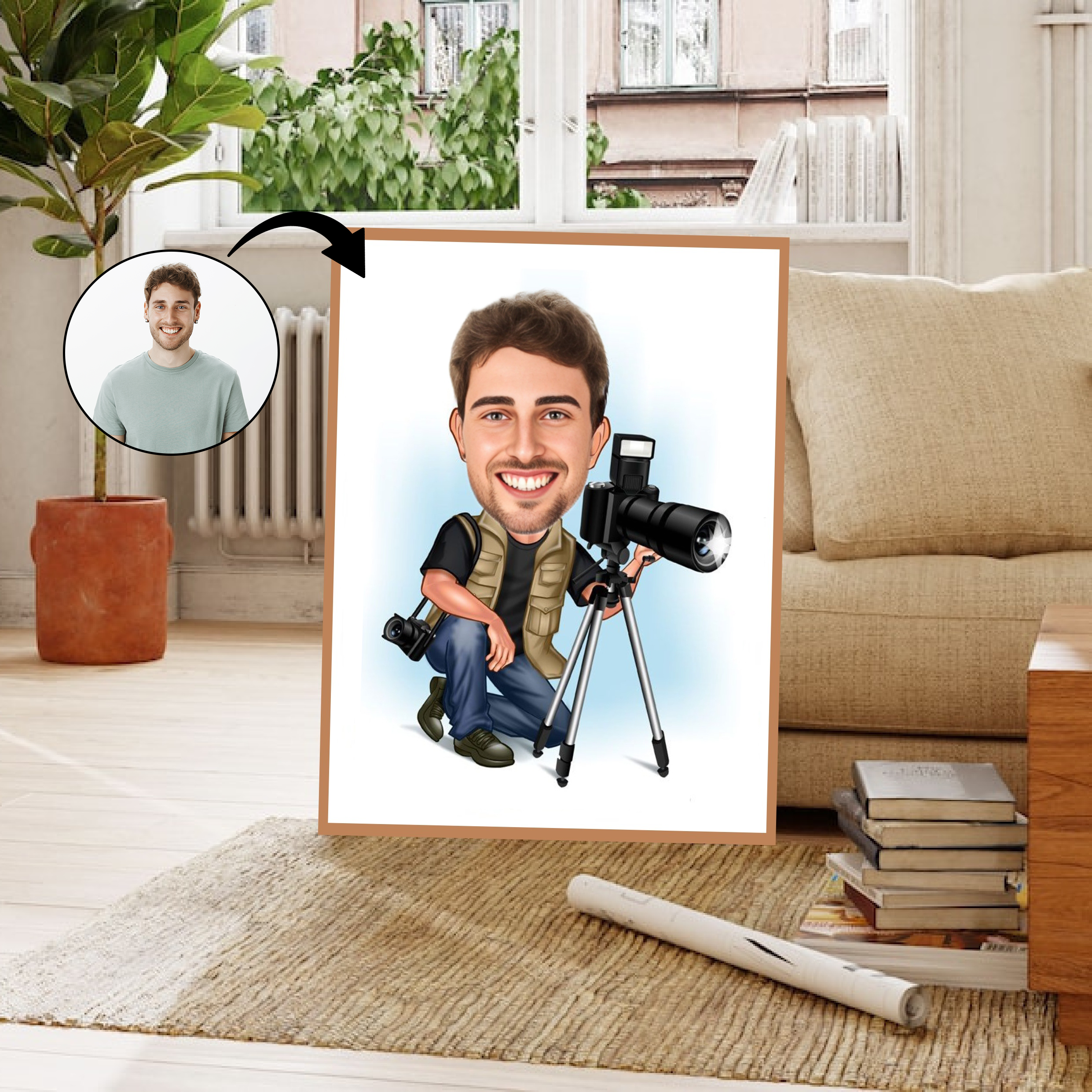 Arbejde & Erhverv tema73 (1 person) - karikaturtegning efter dine fotos - Just Karikatur