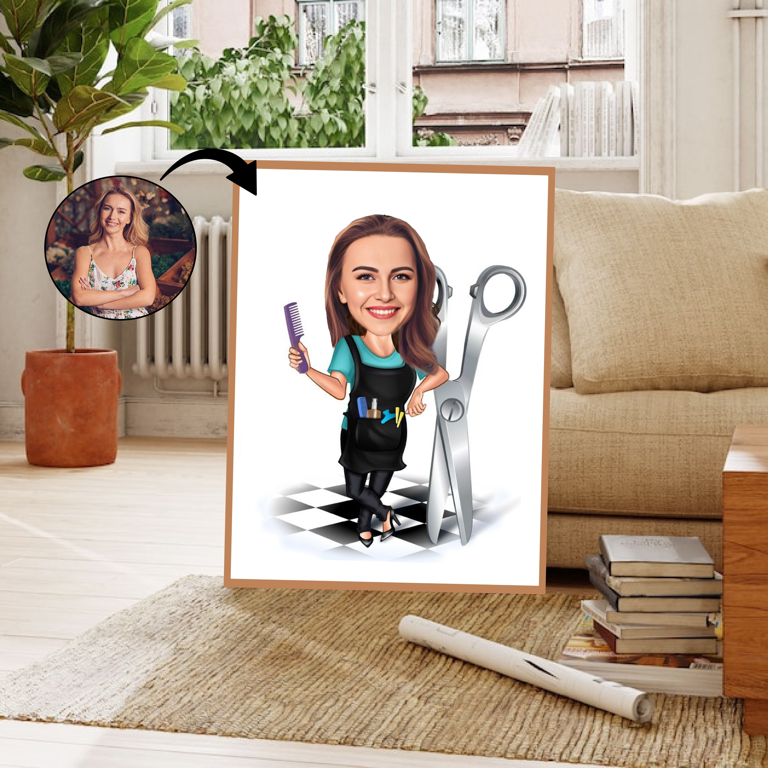 Arbejde & Erhverv tema11 (1 person) - karikaturtegning efter dine fotos - Just Karikatur