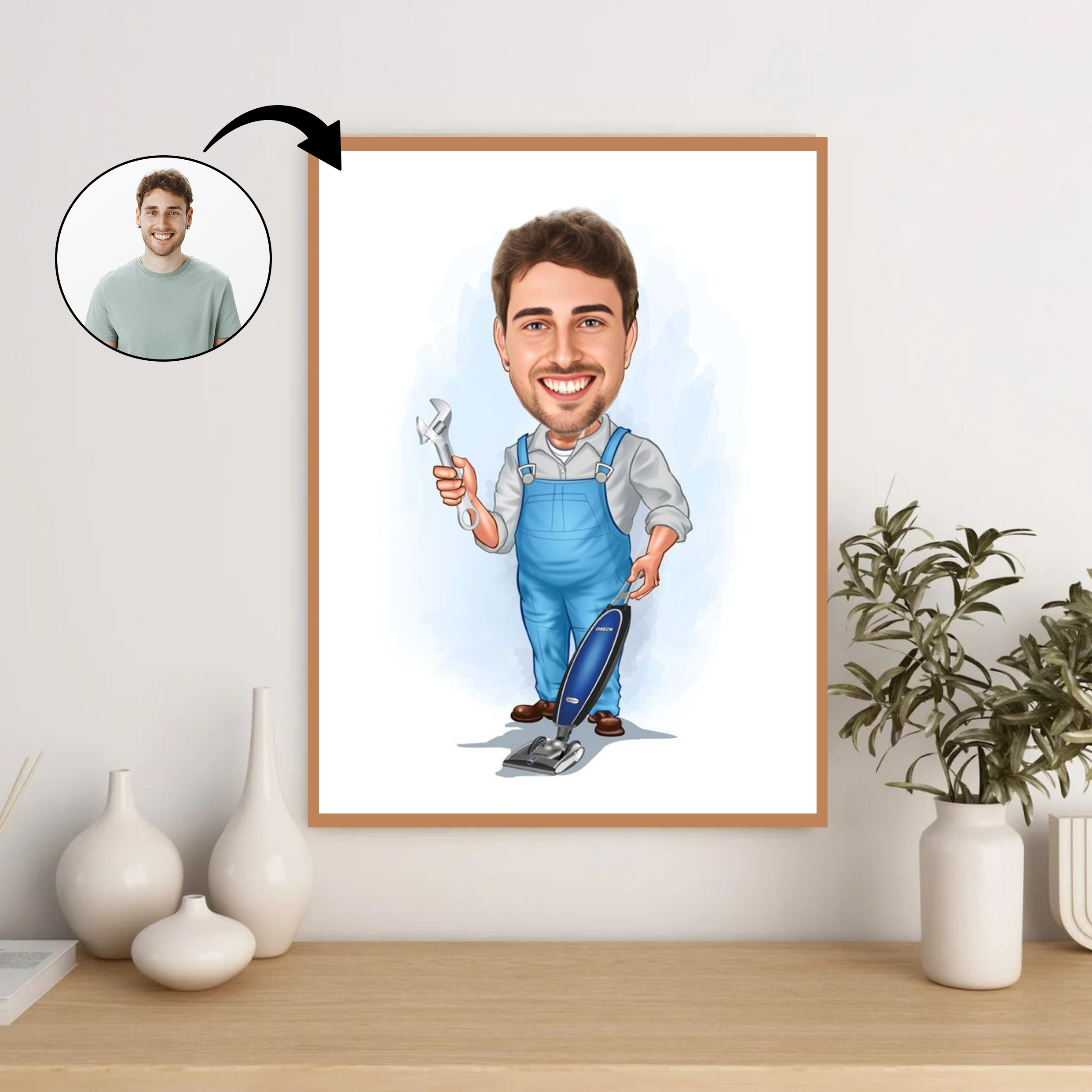 Arbejde & Erhverv tema64 (1 person) - karikaturtegning efter dine fotos - Just Karikatur