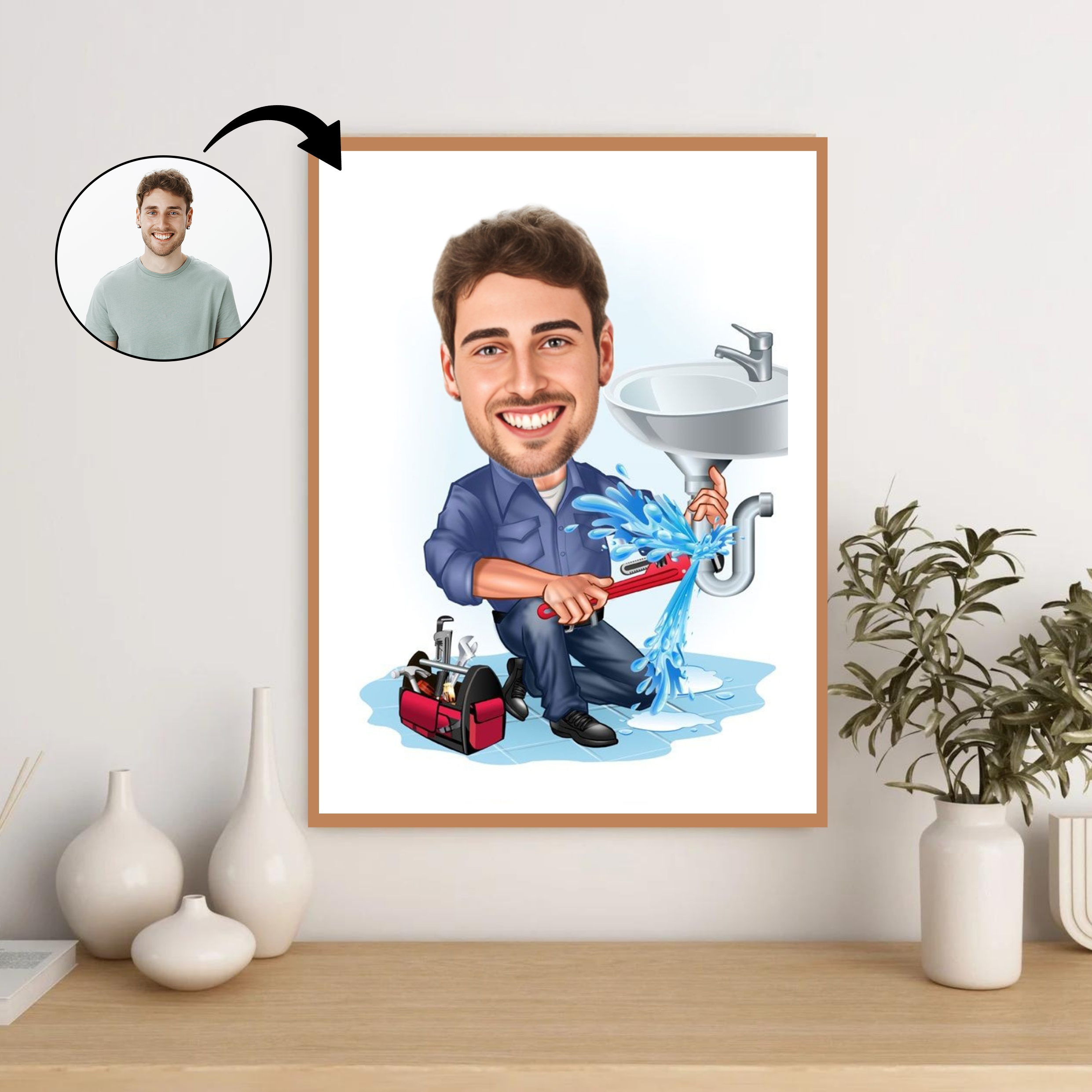 Arbejde & Erhverv tema45 (1 person) - karikaturtegning efter dine fotos - Just Karikatur