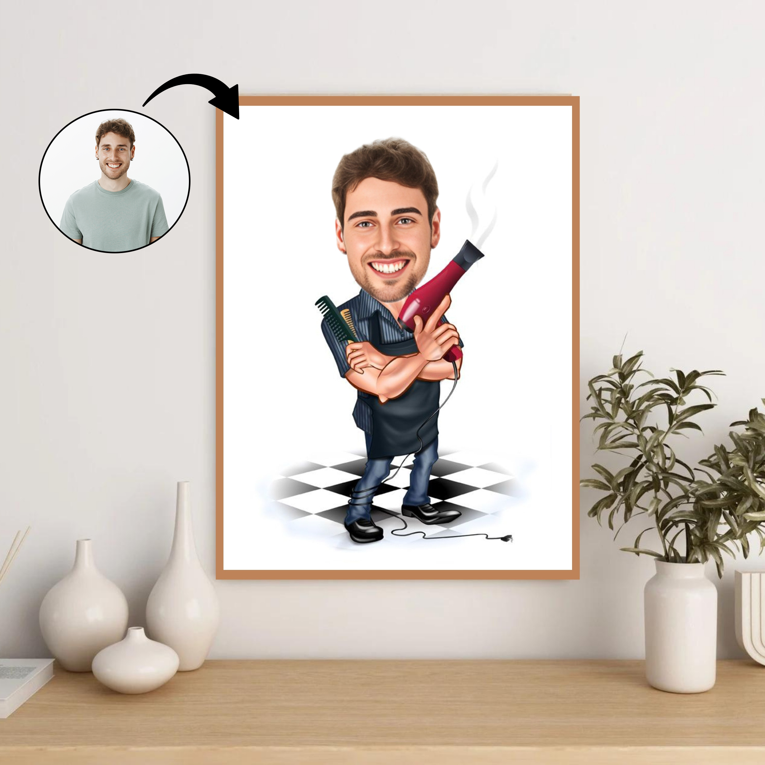 Arbejde & Erhverv tema33 (1 person) - karikaturtegning efter dine fotos - Just Karikatur