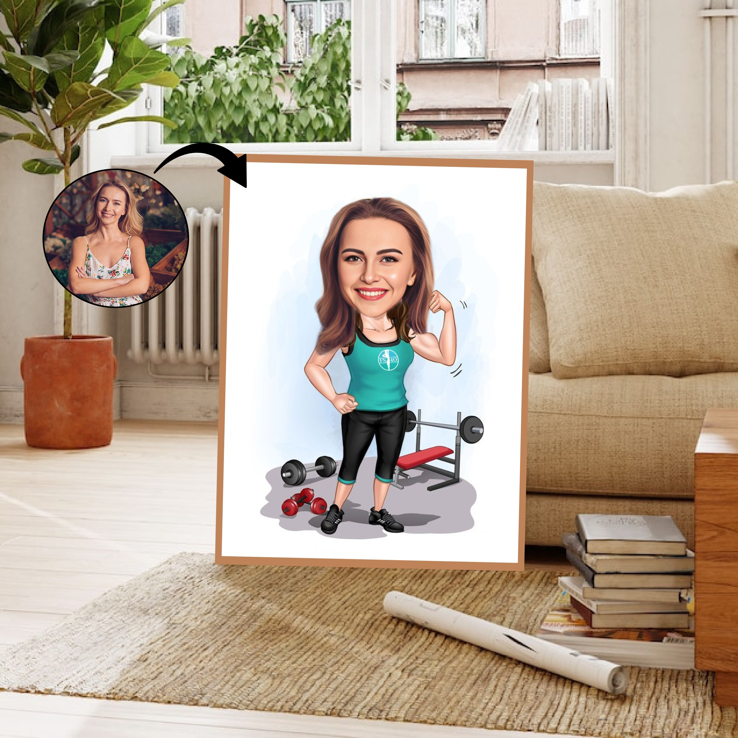 Sports tema28 (1 person) - karikaturtegning efter dine fotos - Just Karikatur