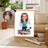 Sports tema28 (1 person) - karikaturtegning efter dine fotos - Just Karikatur