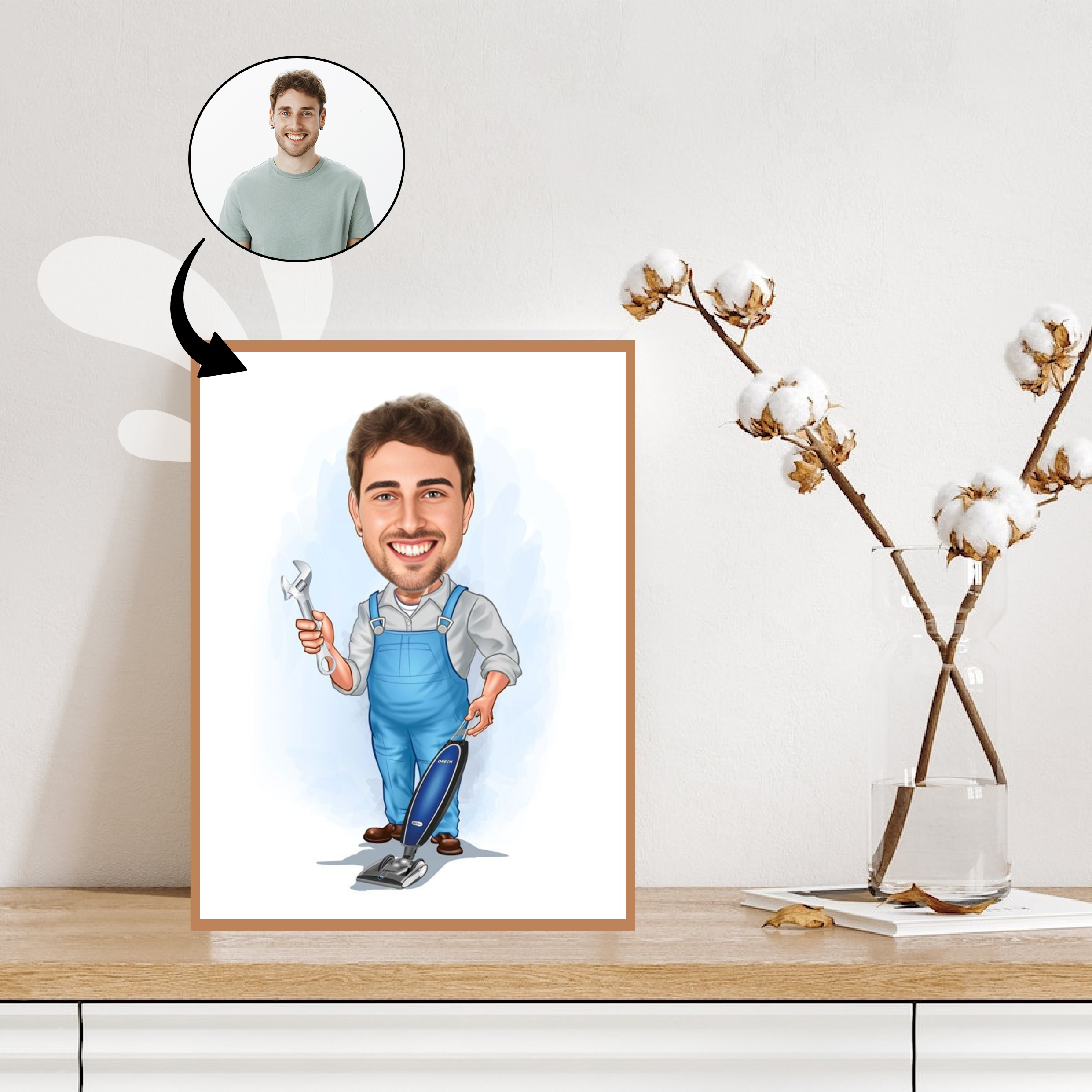 Arbejde & Erhverv tema64 (1 person) - karikaturtegning efter dine fotos - Just Karikatur