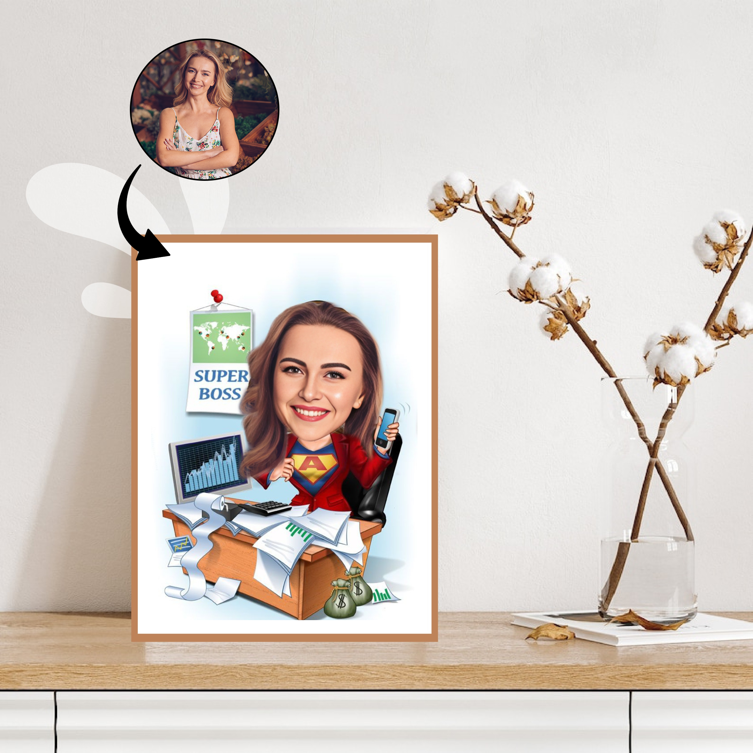 Chef tema9 (1 person) - karikaturtegning efter dine fotos - Just Karikatur