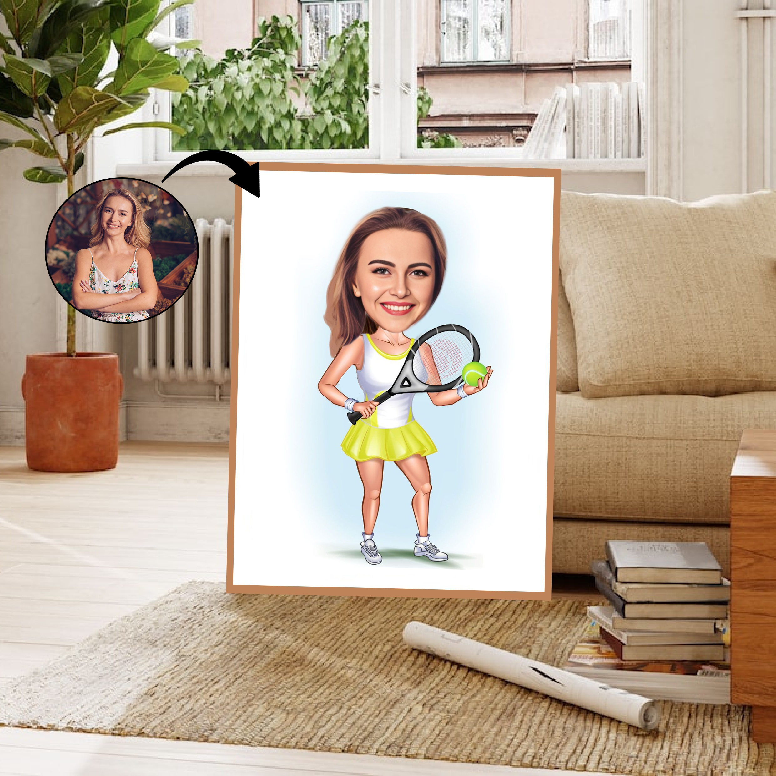 Sports tema8 (1 person) - karikaturtegning efter dine fotos - Just Karikatur